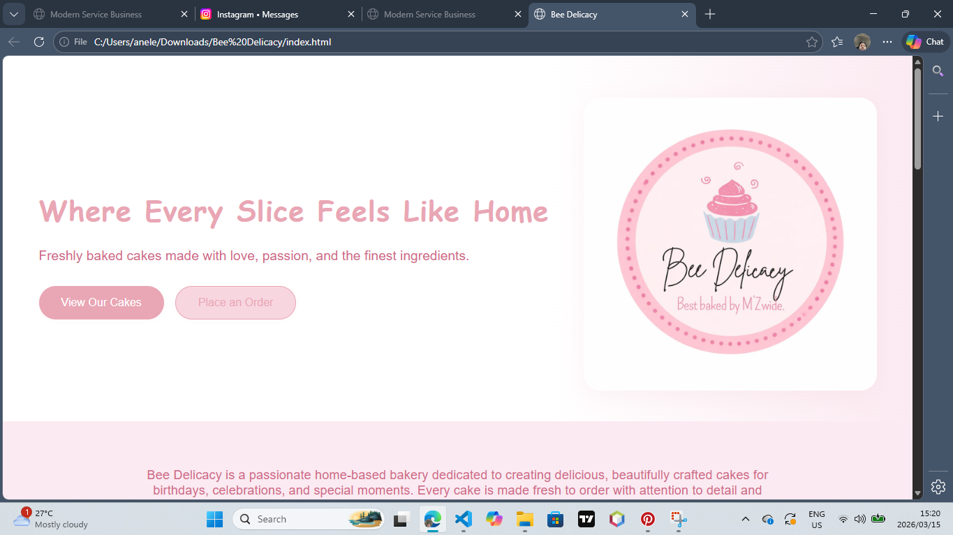 Desktop screenshot of Cake website